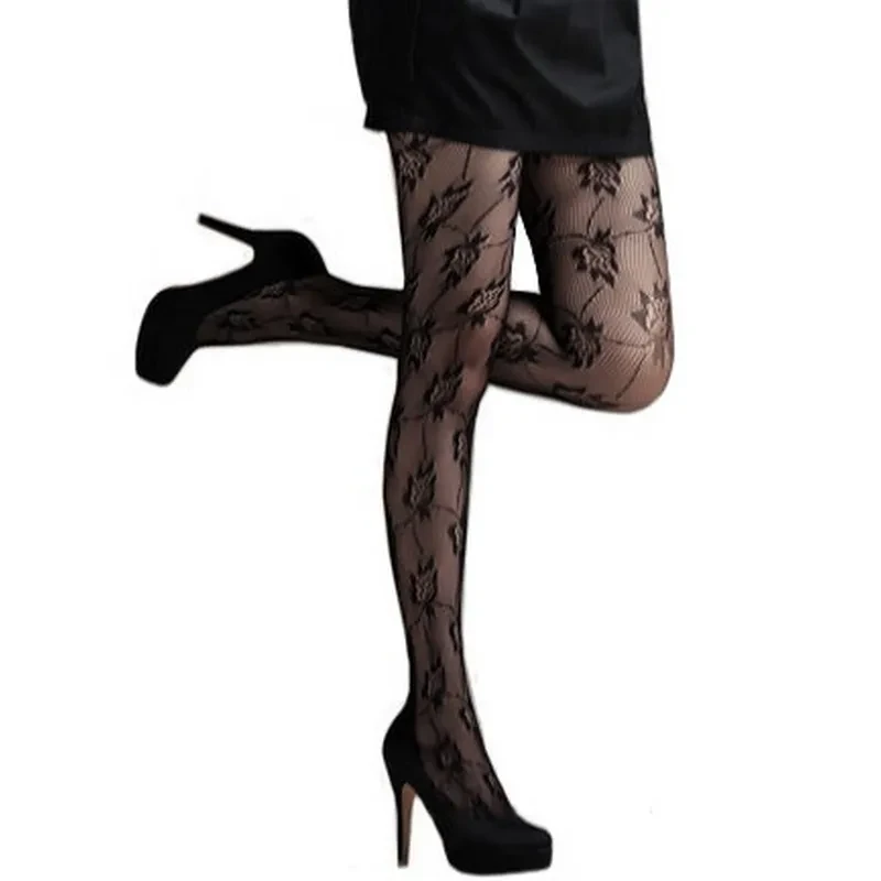 Fashion Jacquard Pantyhose, Floral Pattern C